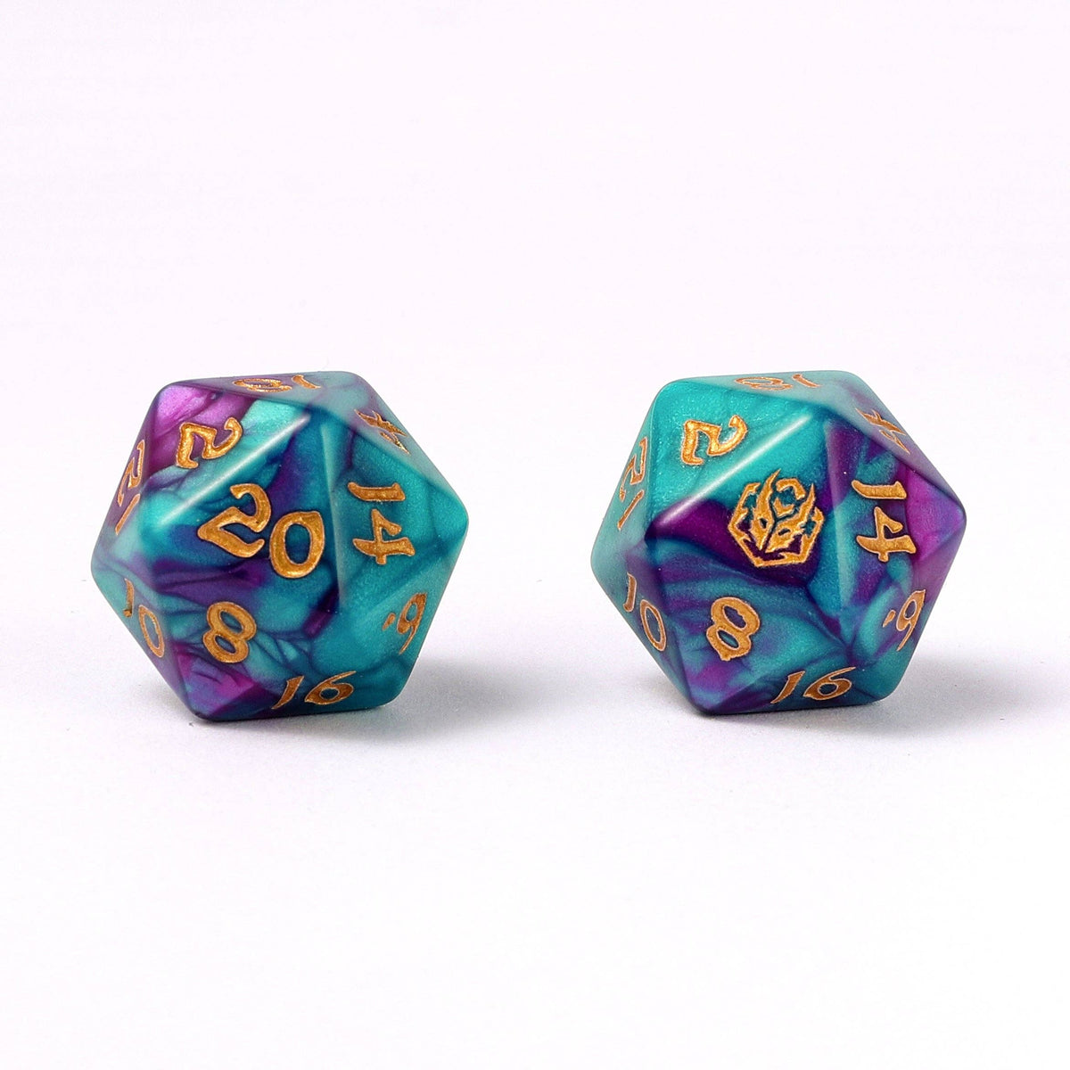 Wyrmforged Rollers - Rounded Edge 8 Piece Polyhedral Dice set - Frostbloom