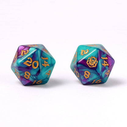 Wyrmforged Rollers - Rounded Edge 8 Piece Polyhedral Dice set - Frostbloom